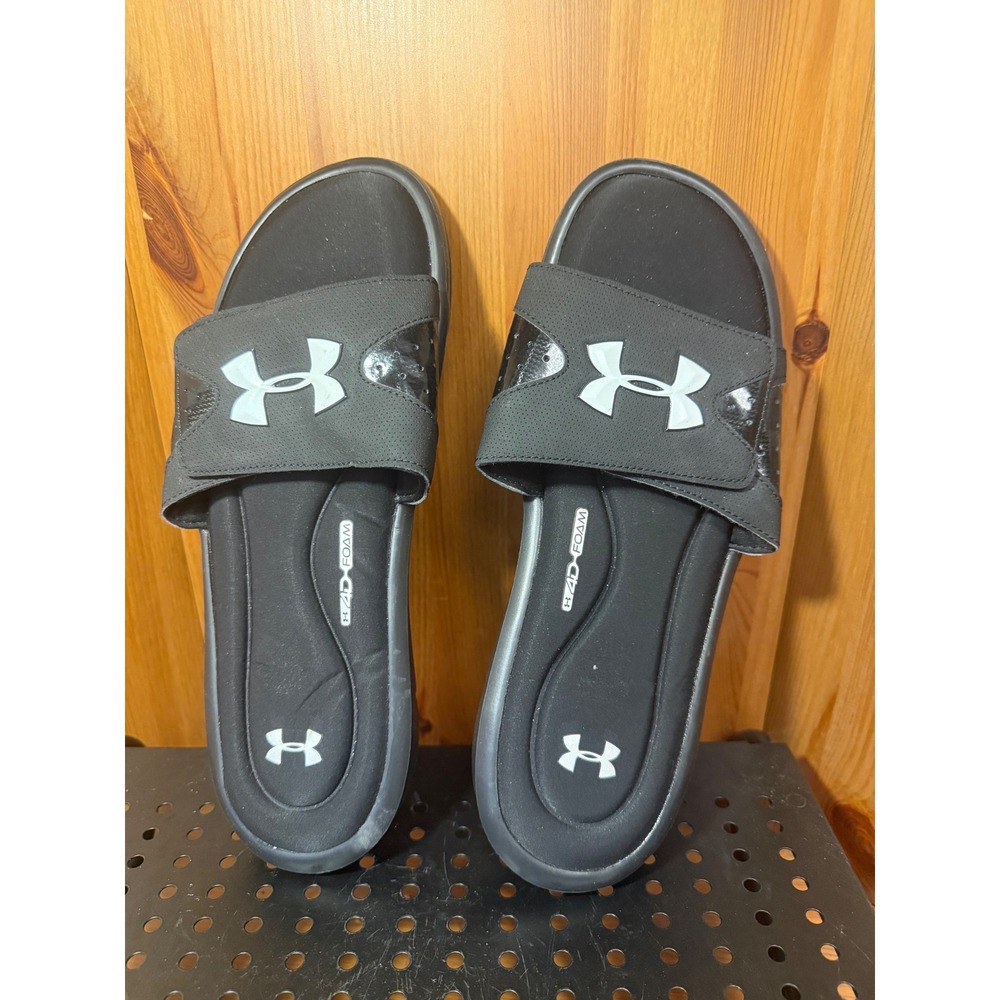 Under Armour Ignite IV Mens Black White 4D Foam Slides Sandals 1252510-001 Sz 11 - Picture 3 of 7